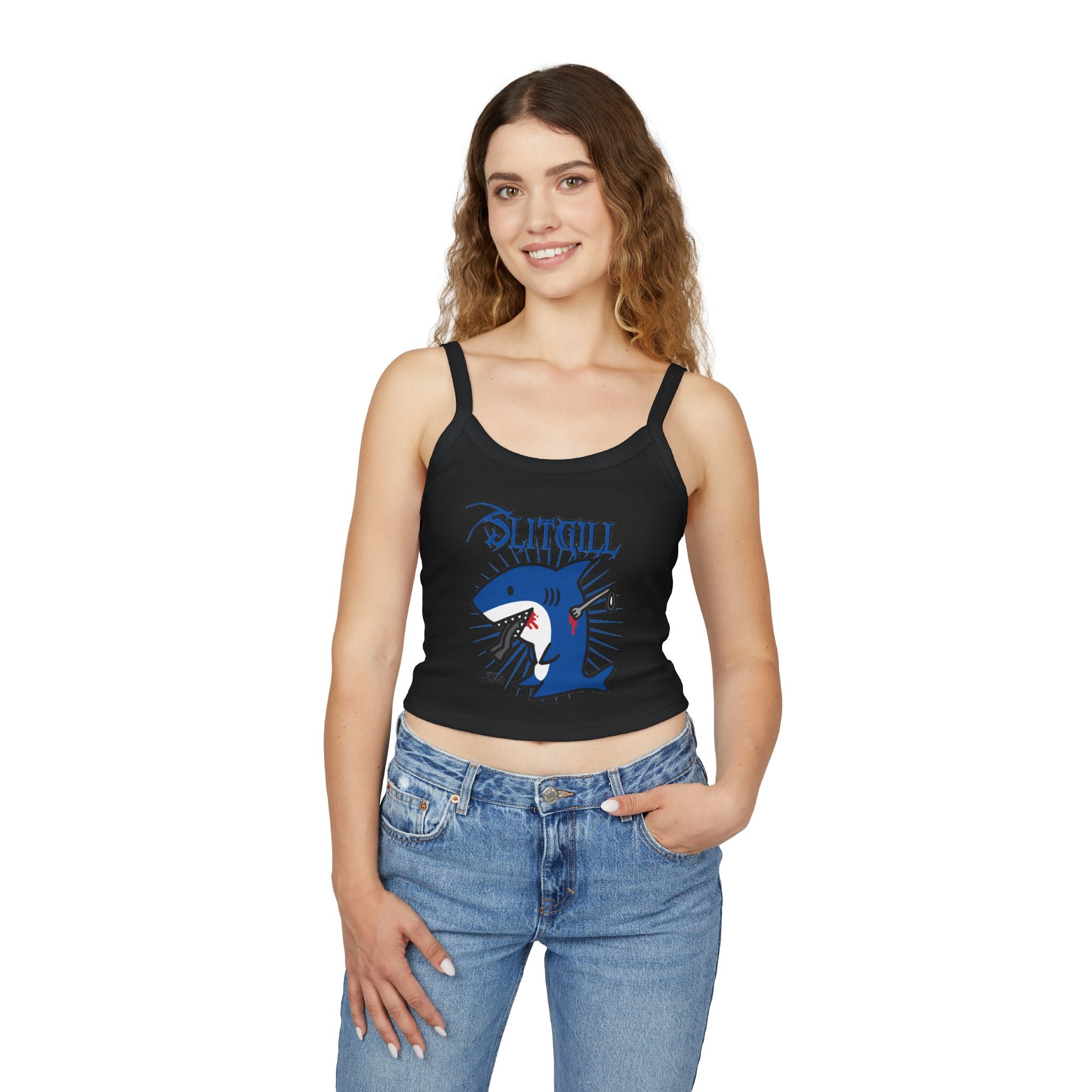 Slitgill Blue Spaghetti Strap Tank Top